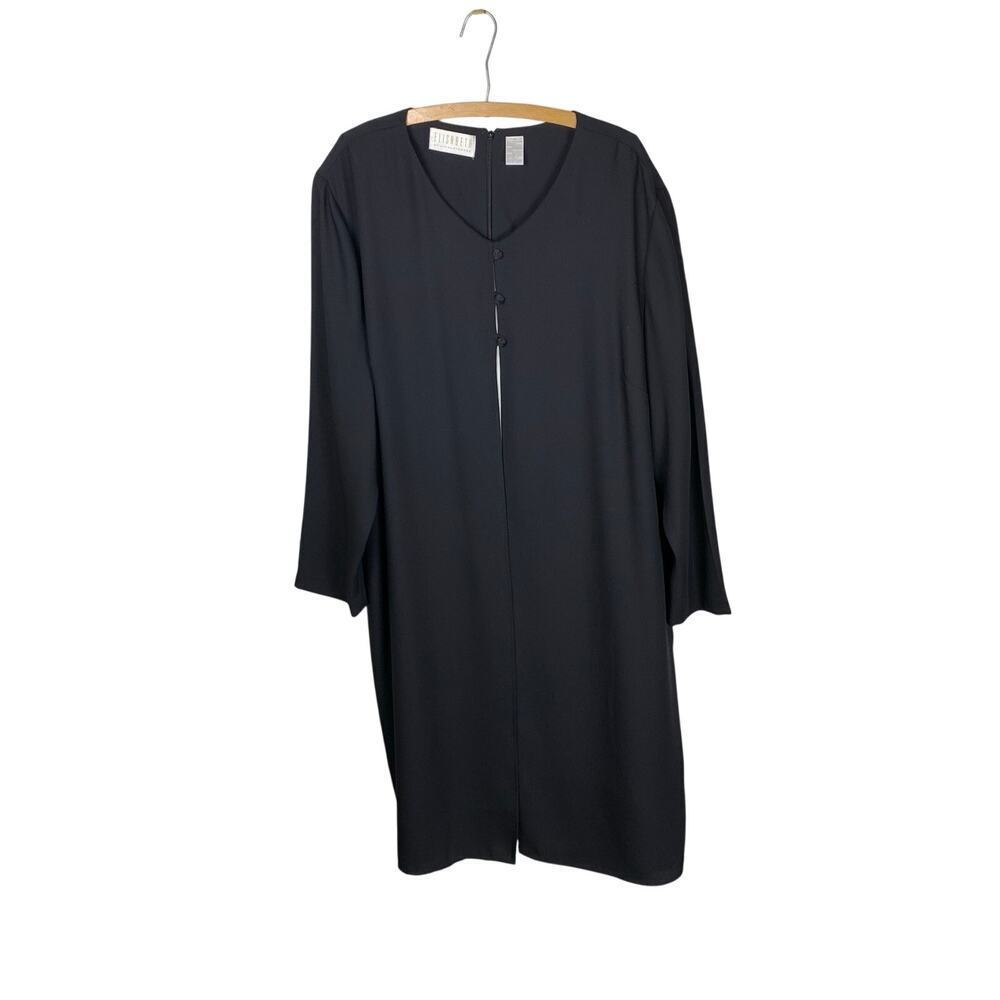 Elizabeth Claiborne Black Georgette Overlay White Sheath Dress Size 24